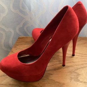 Red Suede Platform Pumps - Size 7.5 - Brand New